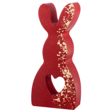 Κεραμικός Λαγός με Καρδιά Κόκκινο-Χρυσό (5,8x12,5x2,5cm) Κ941