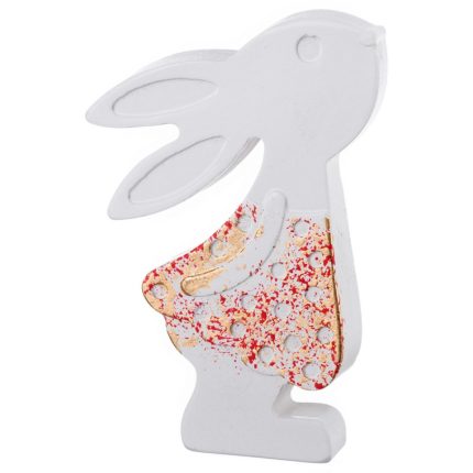 Κεραμικός Λαγός Λευκό-Κόκκινο (8x12x2cm) Κ943