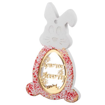 Κεραμικός Λαγός με Καρδιά Λευκό-Κόκκινο (5,8x12,5x2,5cm) Κ941