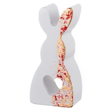 Κεραμικός Λαγός με Καρδιά Λευκό-Χρυσό (3,5x7,5x2,3cm) Κ945