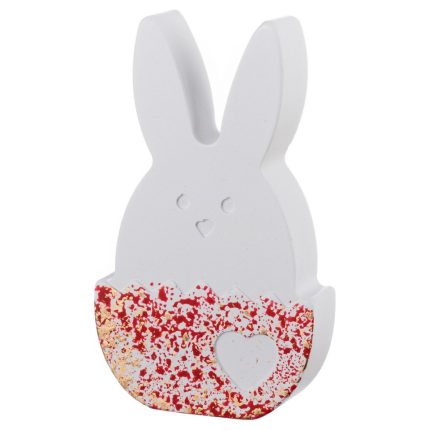 Κεραμικός Λαγός Λευκό-Κόκκινο (6x10x2cm) Κ946