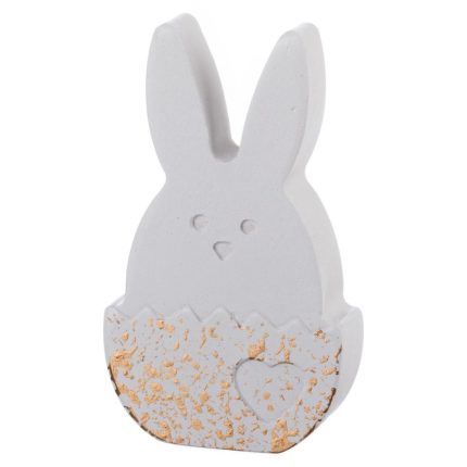 Κεραμικός Λαγός Λευκό-Χρυσό (4,8x8x2cm) Κ947