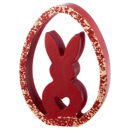 Κεραμικός Λαγός σε Αυγό Κόκκινο-Χρυσό (9x12cm) Κ949
