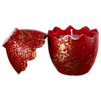 Κεραμική Θήκη Αυγό με Κερί Λευκό-Χρυσό (6,5x9cm) Κ950