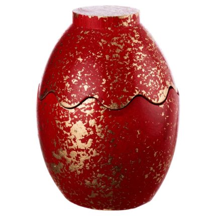 Κεραμική Θήκη Αυγό με Κερί Λευκό-Χρυσό (6,5x9cm) Κ950