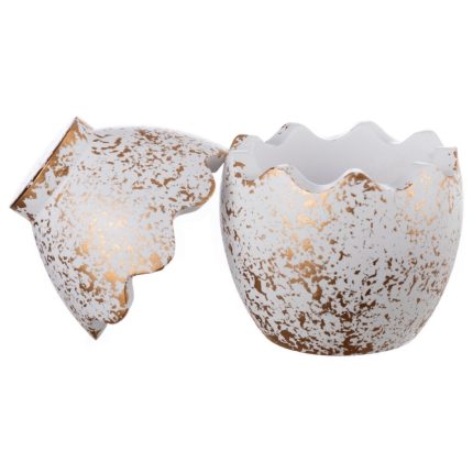 Κεραμική Θήκη Αυγό Κόκκινο-Χρυσό (6,5x9cm) Κ951