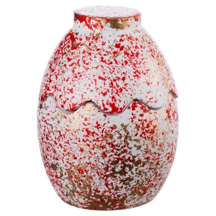 Κεραμική Θήκη Αυγό Κόκκινο-Χρυσό (6,5x9cm) Κ951