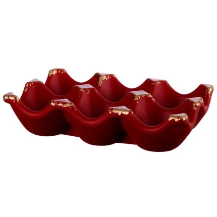 Κεραμική Βάση Αυγών Λευκό-Χρυσό (14x10x3cm) Κ952