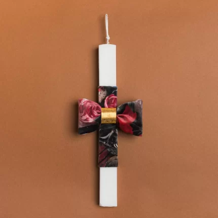 Πασχαλινή Λαμπάδα 33cm με Βελούδινο Φιόγκο Φλοράλ | 921316 Ntampoudis