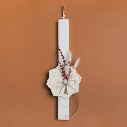 Πασχαλινή Λαμπάδα 33cm με Σουβέρ Εκρού | 921303 Ntampoudis