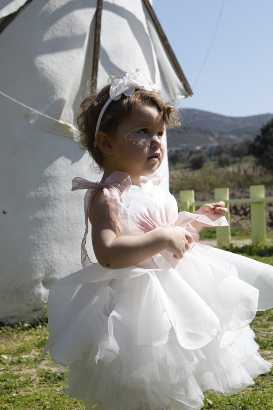 Βαπτιστικό Φορεματάκι για κορίτσι Εκρού-Old Pink Andrianna 1634, Bambolino