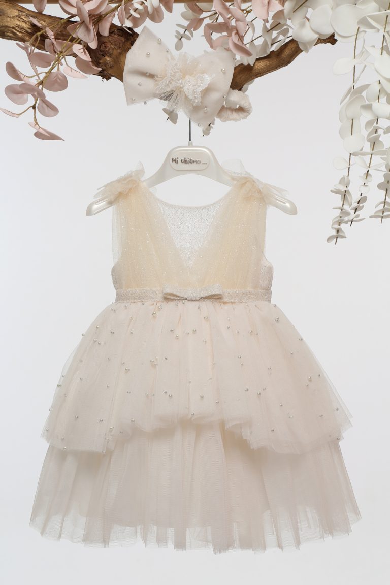 Βαπτιστικό Φορεματάκι για Κορίτσι Σαμπανί Πέρλα Κ4704Φ-Σ, Mi Chiamo