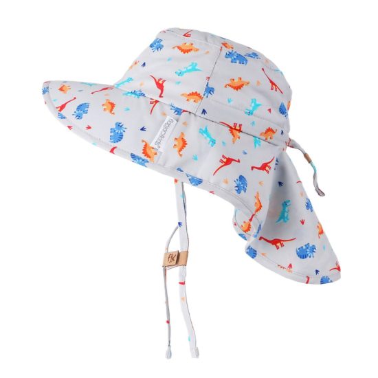 Αντιηλιακό Καπέλο Flapjack Cape Sunhat UPF50 – Multi Dino Γκρι - FlapJackKids