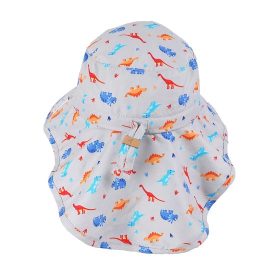 Αντιηλιακό Καπέλο Flapjack Cape Sunhat UPF50 – Multi Dino Γκρι - FlapJackKids