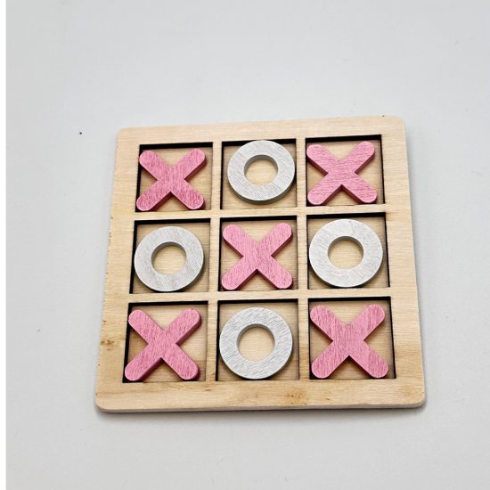Ξύλινη Τρίλιζα Πλακέ (10x10cm) με Ροζ-Λευκά Γράμματα | Β23