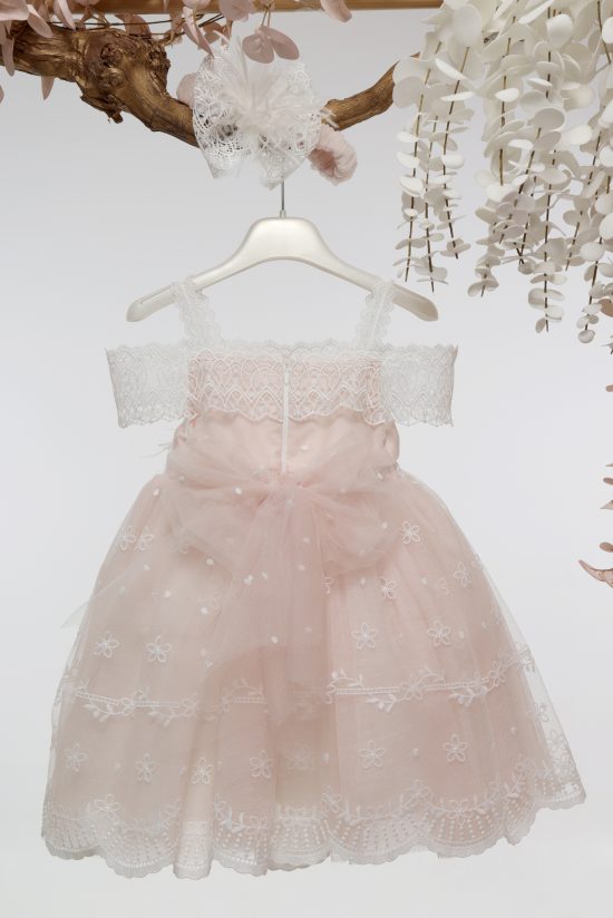 Βαπτιστικό Φορεματάκι για Κορίτσι Blush Pink Πούδρα Δαντέλα Κ4706Φ-Π, Mi Chiamo
