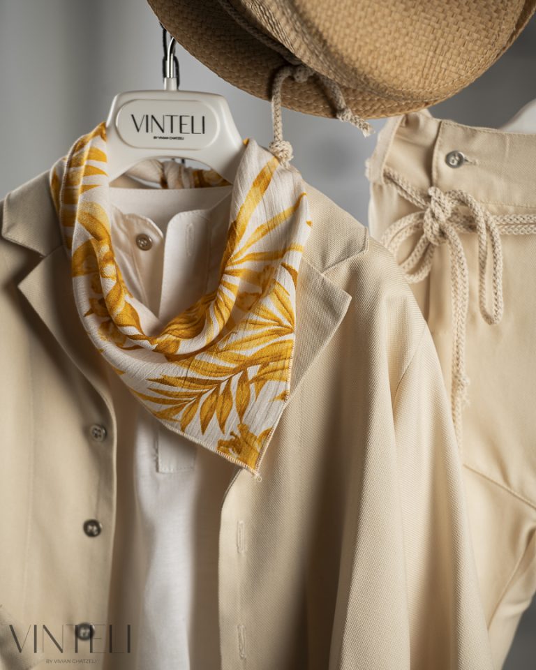 Βαπτιστικό Κοστουμάκι για αγόρι Μπεζ-Ιβουάρ CLS5413, Vinteli