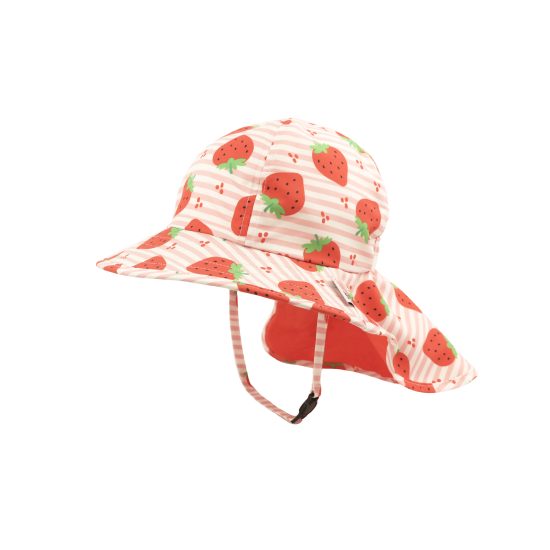 Αντιηλιακό Καπέλο Flapjack Cape Sunhat UPF50 – Strawberry Ροζ-Κόκκινο - FlapJackKids