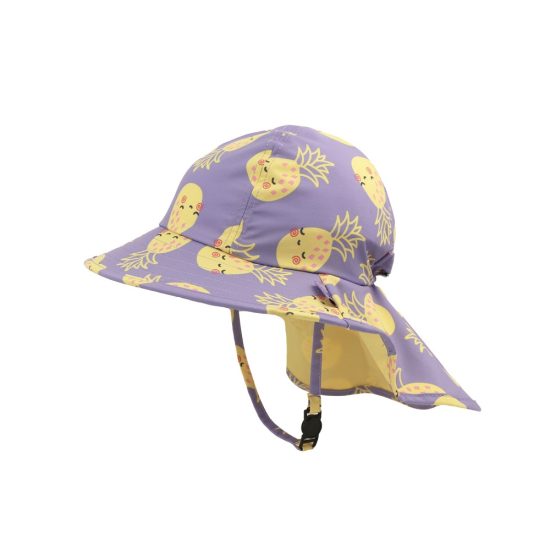 Αντιηλιακό Καπέλο Flapjack Cape Sunhat UPF50 – Pineapple Μωβ - FlapJackKids