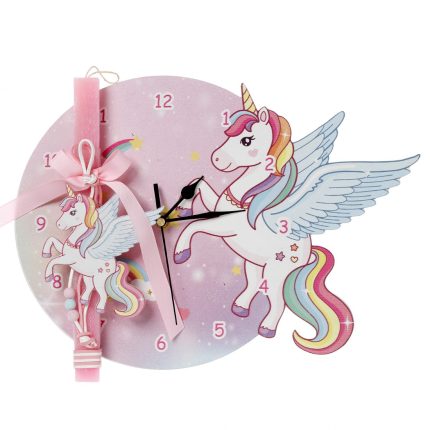 Πασχαλινή Λαμπάδα Ρολόι με Θέμα Μονόκερος για Κορίτσια ΠΛ-689 (Υ.33 Π.28) || Bellissimo