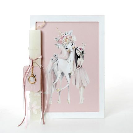 Πασχαλινή Λαμπάδα με Θέμα Κοριτσάκι με Άλογο για Κορίτσια ΠΛ-849 (Υ.33 Π.23) || Bellissimo