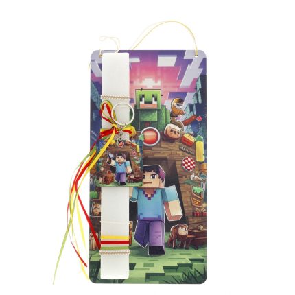 Πασχαλινή Λαμπάδα με Ξύλινο Διακοσμητικό με Θέμα Minecraft για Αγόρια ΠΛ-2571 (Υ.32 Π.15cm) || Bellissimo