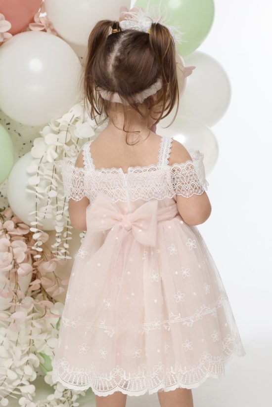 Βαπτιστικό Φορεματάκι για Κορίτσι Blush Pink Πούδρα Δαντέλα Κ4706Φ-Π, Mi Chiamo
