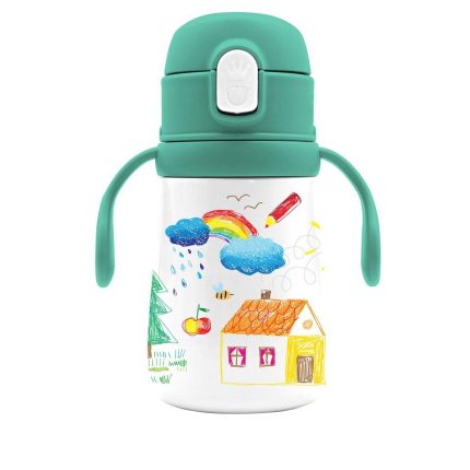 Παγούρι Θερμός Ανοξείδωτο Must Team Happy Doodle 350ml με Χερούλια και Καλαμάκι 5205698736520