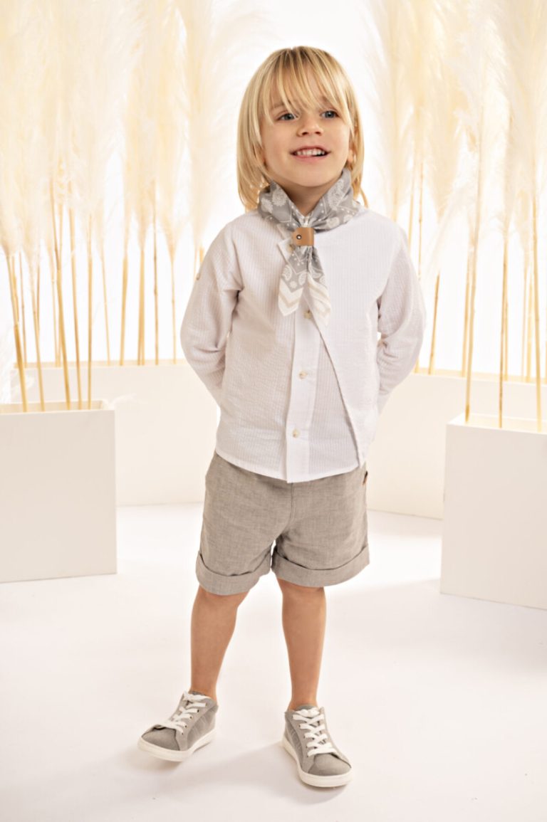 Βαπτιστικό Κοστουμάκι για Αγόρι Γκρι-Λευκό 125.30.5570, Baby Bloom