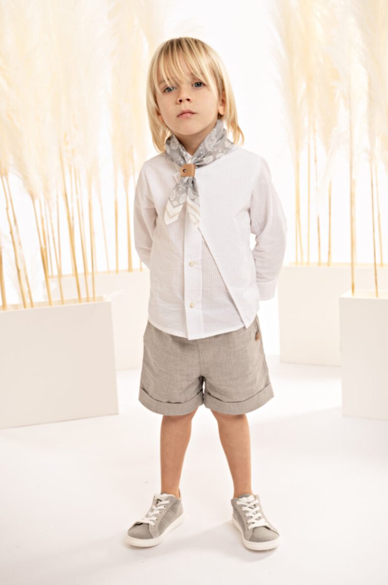 Βαπτιστικό Κοστουμάκι για Αγόρι Γκρι-Λευκό 125.30.5570, Baby Bloom