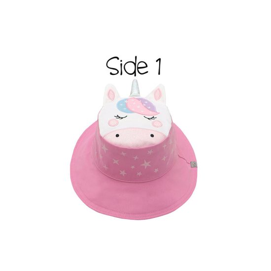 Καπέλο Διπλής Όψης UPF 50+ Unicorn/Star (Cotton) Ροζ-Μωβ - FlapJackKids