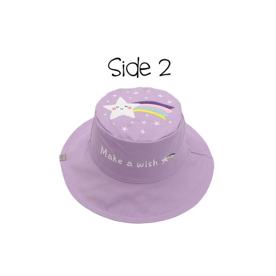 Καπέλο Διπλής Όψης UPF 50+ Unicorn/Star (Cotton) Ροζ-Μωβ - FlapJackKids
