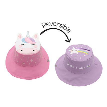 Καπέλο Διπλής Όψης UPF 50+ Unicorn/Star (Cotton) Ροζ-Μωβ - FlapJackKids