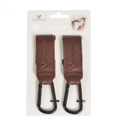 Cangaroo Γάντζοι Καροτσιού Σετ 2τμχ Universal Leather Hooks for Stroller Dark Brown 3800146271985