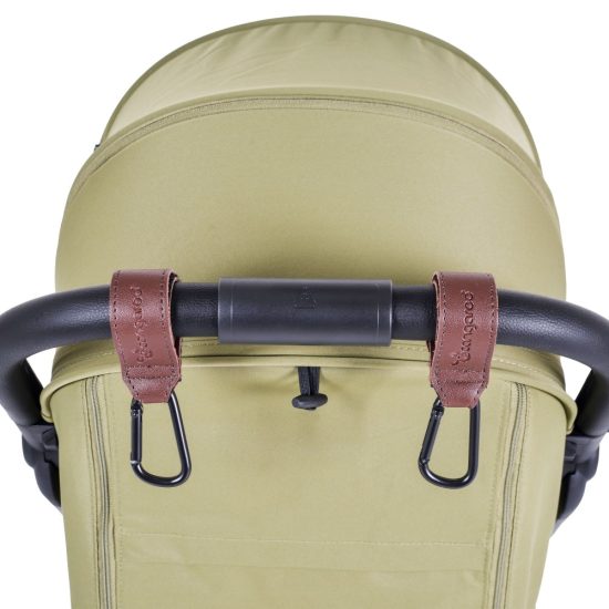 Cangaroo Γάντζοι Καροτσιού Σετ 2τμχ Universal Leather Hooks for Stroller Dark Brown 3800146271985