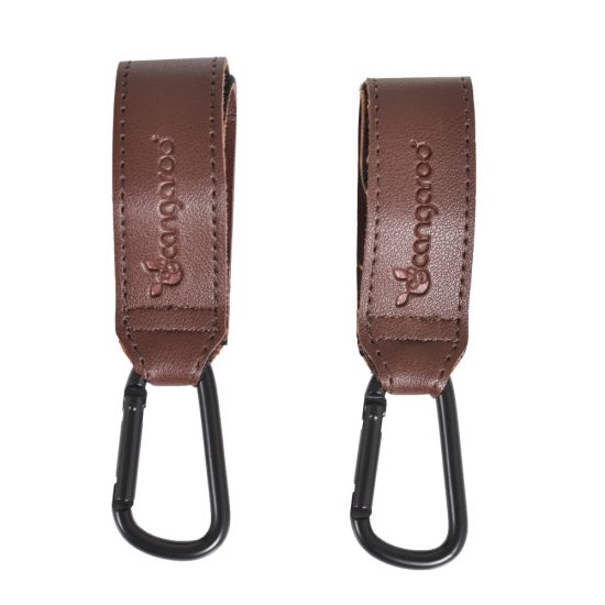 Cangaroo Γάντζοι Καροτσιού Σετ 2τμχ Universal Leather Hooks for Stroller Dark Brown 3800146271985