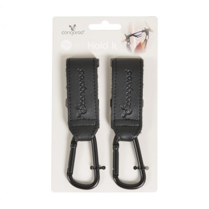 Cangaroo Γάντζοι Καροτσιού Σετ 2τμχ Universal Leather Hooks for Stroller Black 3800146271992