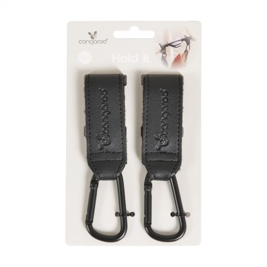 Cangaroo Γάντζοι Καροτσιού Σετ 2τμχ Universal Leather Hooks for Stroller Black 3800146271992