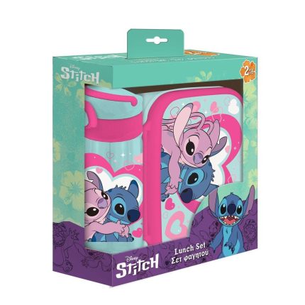 Σετ Φαγητοδοχείο 800ml - Παγούρι 500ml Πλαστικό Disney Stitch & Angel | Must 5205698755224