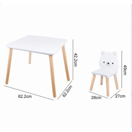 Ξύλινο Τραπεζάκι και 2 Καρεκλάκια One table with 2 chair White Bears 3801005602001 - Moni Toys
