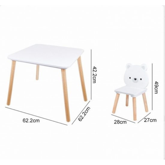 Ξύλινο Τραπεζάκι και 2 Καρεκλάκια One table with 2 chair White Bears 3801005602001 - Moni Toys