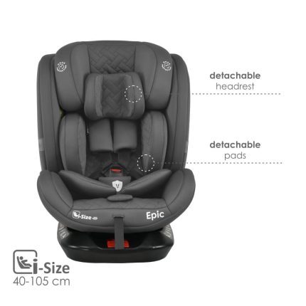 Κάθισμα Αυτοκινήτου Epic Isofix i-Size 360° (0-36kg) Smoked Grey 921-186, Bebe Stars