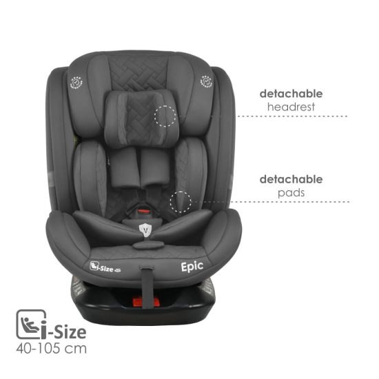 Κάθισμα Αυτοκινήτου Epic Isofix i-Size 360° (0-36kg) Smoked Grey 921-186, Bebe Stars
