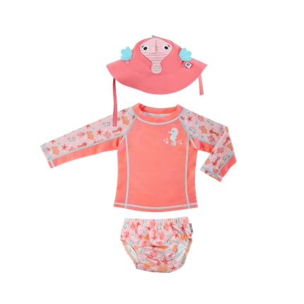 Σετ UV Μαγιώ Πάνα Καπέλο Μπλούζα Sally the Seahorse - Zoocchini