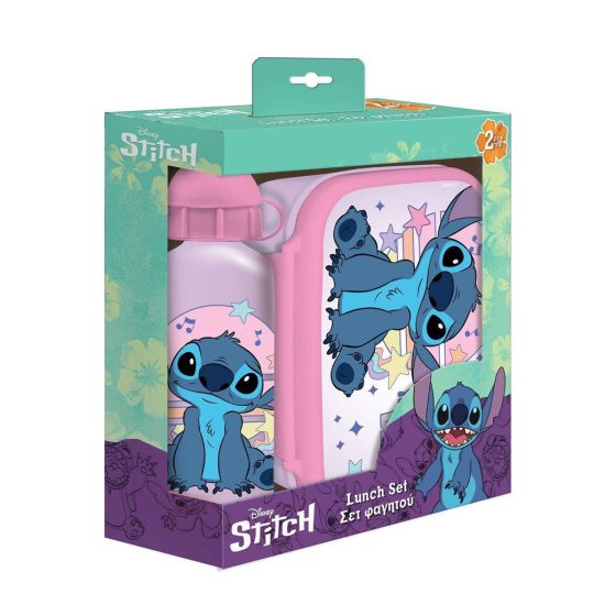 Σετ Φαγητοδοχείο 800ml - Παγούρι 500ml Πλαστικό Disney Lilo & Stitch | Must 5205698741395
