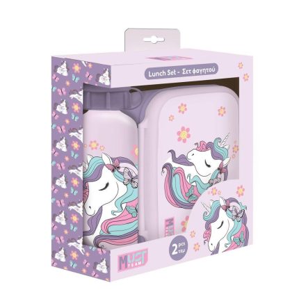 Σετ Φαγητοδοχείο 800ml - Παγούρι 500ml Πλαστικό Lovely Unicorn | Must 5205698736803