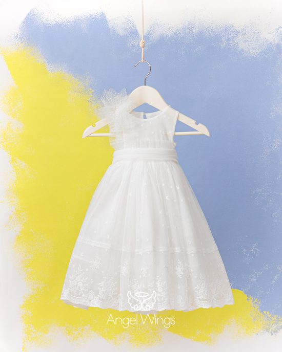 Βαπτιστικό Φορεματάκι Off White για Κορίτσι Alba 263 | Angel Wings
