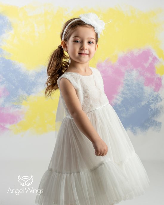 Βαπτιστικό Φορεματάκι Off White για Κορίτσι Sylvie 299 | Angel Wings