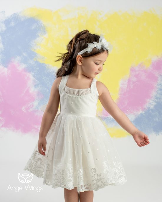 Βαπτιστικό Φορεματάκι Off White για Κορίτσι Anais 301 | Angel Wings