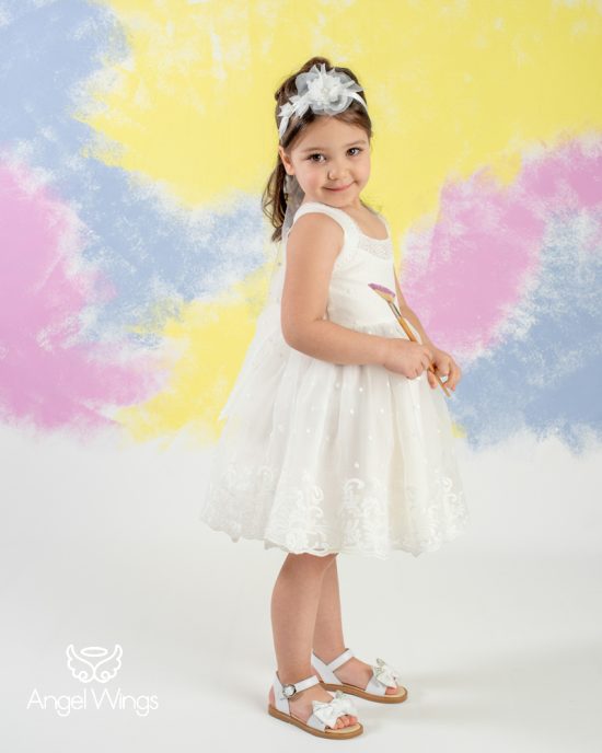 Βαπτιστικό Φορεματάκι Off White για Κορίτσι Anais 301 | Angel Wings
